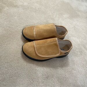 Propet Men's Suede Slip-On Loafers in Tan with Black Sole